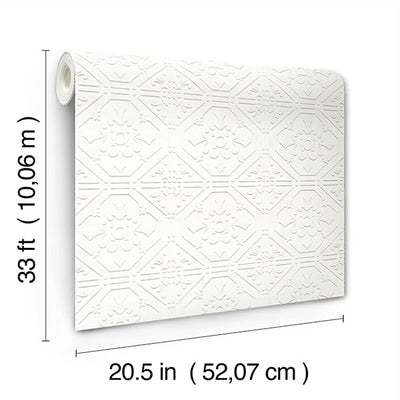 product image for Brooklyn White Tin Paintable Wallpaper 77