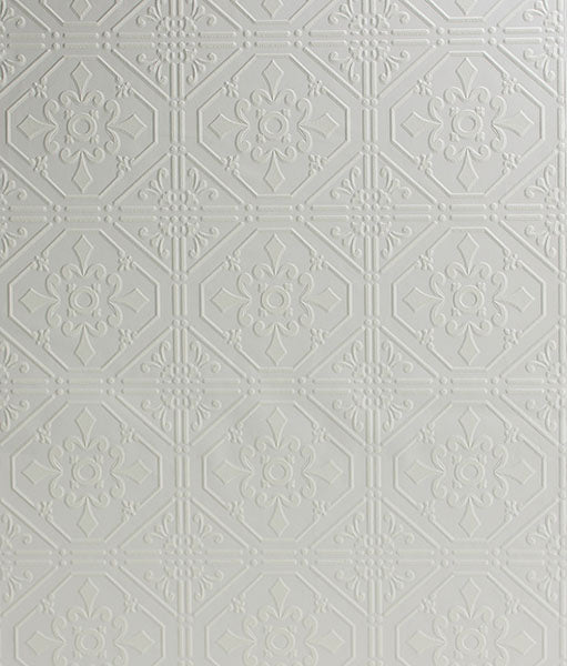 media image for Brooklyn White Tin Paintable Wallpaper 212
