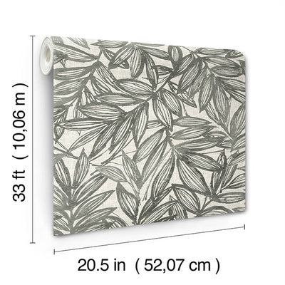 product image for Rhythmic Charcoal Leaf Wallpaper 22