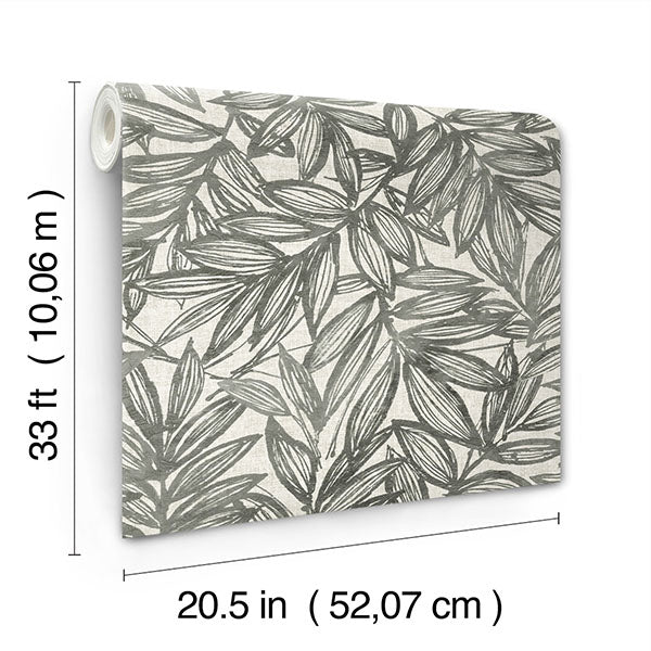 media image for Rhythmic Charcoal Leaf Wallpaper 259