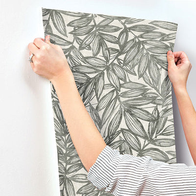 product image for Rhythmic Charcoal Leaf Wallpaper 56