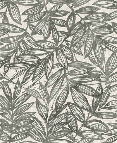 product image for Rhythmic Charcoal Leaf Wallpaper 86