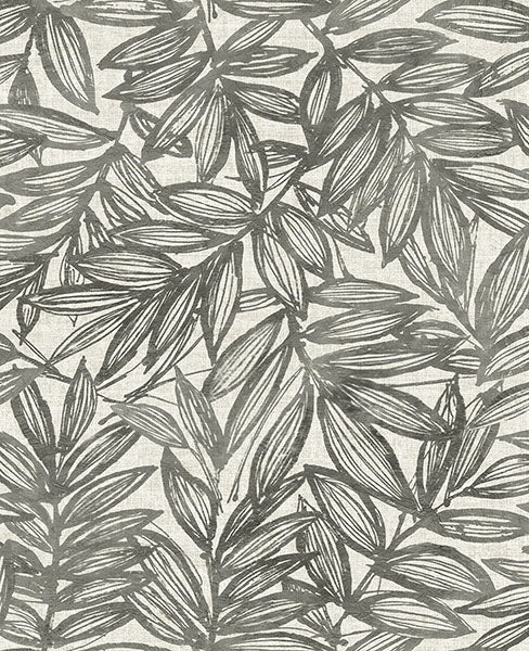 media image for Rhythmic Charcoal Leaf Wallpaper 283