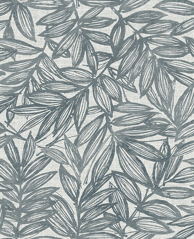 product image for Rhythmic Denim Blue Leaf Wallpaper 94