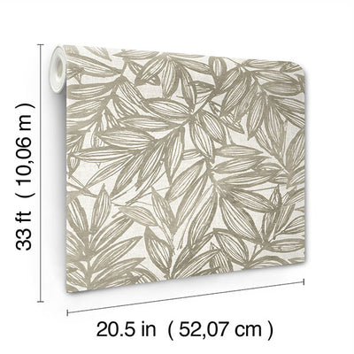 product image for Rhythmic Taupe Leaf Wallpaper 38