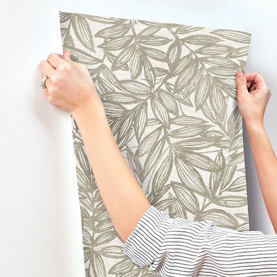 product image for Rhythmic Taupe Leaf Wallpaper 11