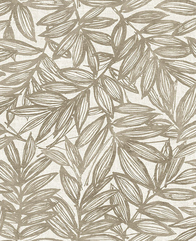 product image for Rhythmic Taupe Leaf Wallpaper 91