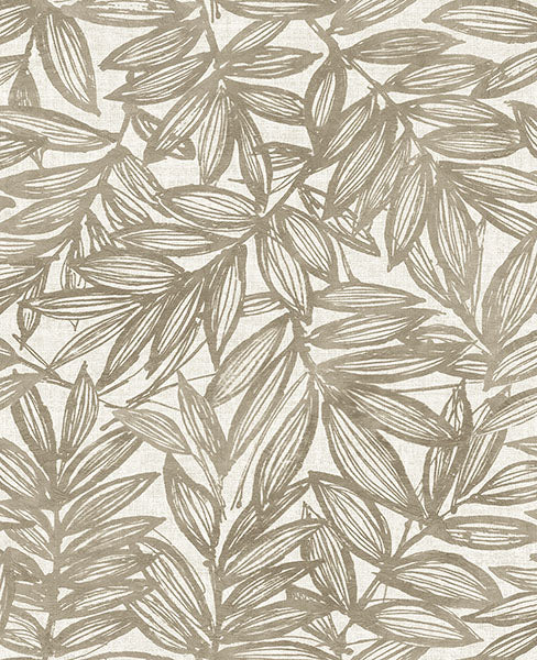 media image for Rhythmic Taupe Leaf Wallpaper 284