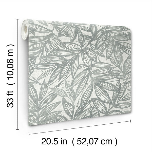 media image for Rhythmic Grey Leaf Wallpaper 291