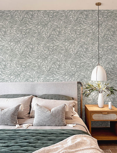 product image for Rhythmic Grey Leaf Wallpaper 1