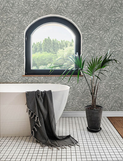 product image for Rhythmic Grey Leaf Wallpaper 83