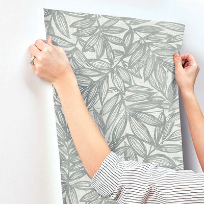 product image for Rhythmic Grey Leaf Wallpaper 53