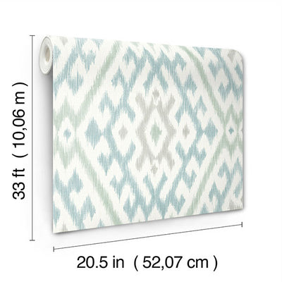 product image for Solola Aqua Ikat Wallpaper 15