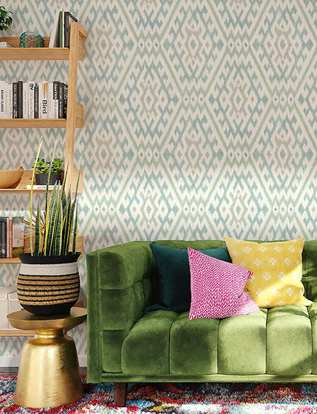 media image for Solola Aqua Ikat Wallpaper 211