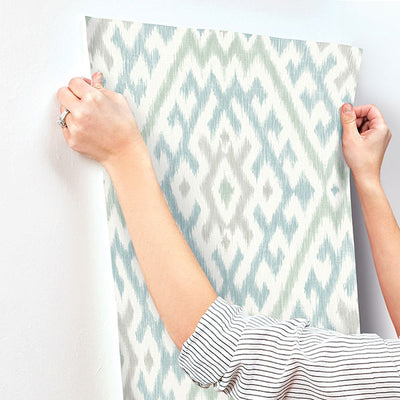 product image for Solola Aqua Ikat Wallpaper 21