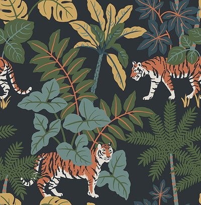 product image of Caspian Navy Jungle Prowl Wallpaper 586