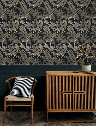 product image for Caspian Charcoal Jungle Prowl Wallpaper 21