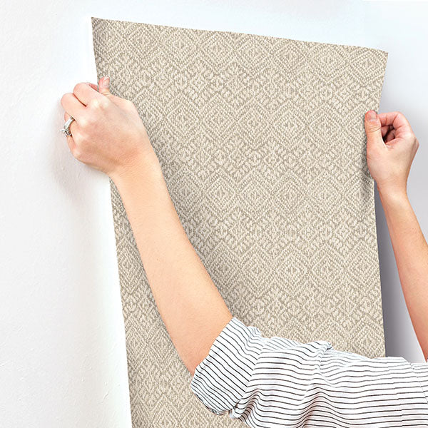 media image for Gallivant Neutral Woven Geometric Wallpaper 233