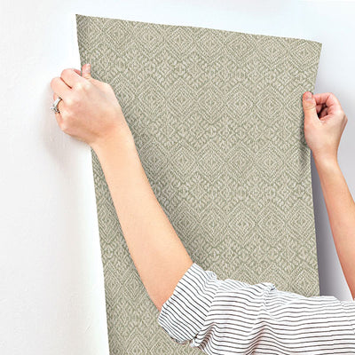 product image for Gallivant Sage Woven Geometric Wallpaper 9