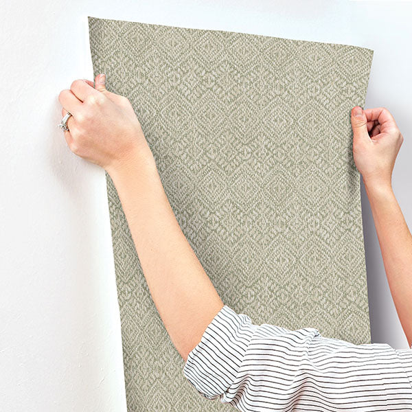 media image for Gallivant Sage Woven Geometric Wallpaper 26