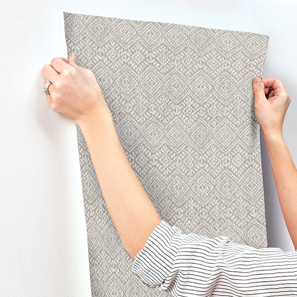 media image for Gallivant Grey Woven Geometric Wallpaper 243