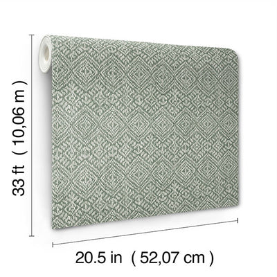 product image for Gallivant Green Woven Geometric Wallpaper 35