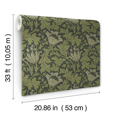 product image for Anemone Dark Green Floral Trail Wallpaper 80