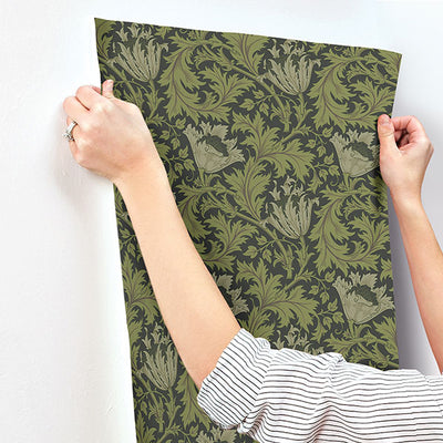 product image for Anemone Dark Green Floral Trail Wallpaper 84