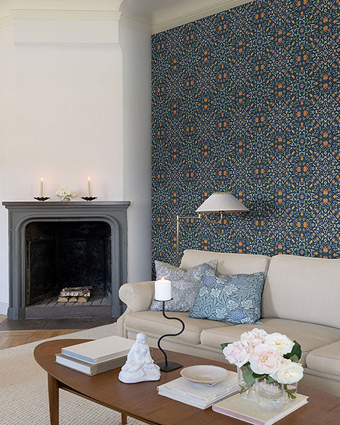 media image for No 1 Holland Park Dark Blue Floral Wallpaper 299