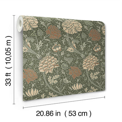 product image for Cray Sea Green Floral Trail Wallpaper 67