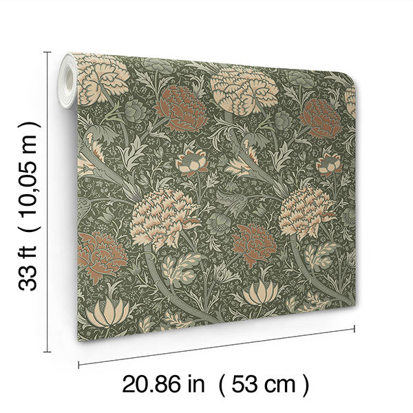 media image for Cray Sea Green Floral Trail Wallpaper 234