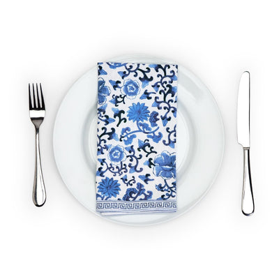 product image of Chinoiserie Blue And White Floral Pattern Napkins Set Of 4 By Twos Company Twos 53718 1 566