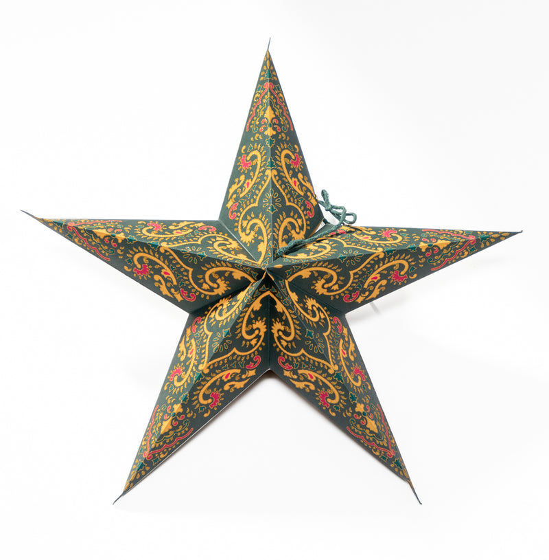 media image for Folding 5-Point Paper Star Ornament with LED Light - Set of 5 258