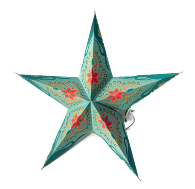 product image for Folding 5-Point Paper Star Ornament with LED Light - Set of 5 73