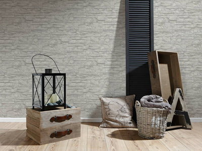 product image for Flat Stone Wallpaper in Grey/White 87