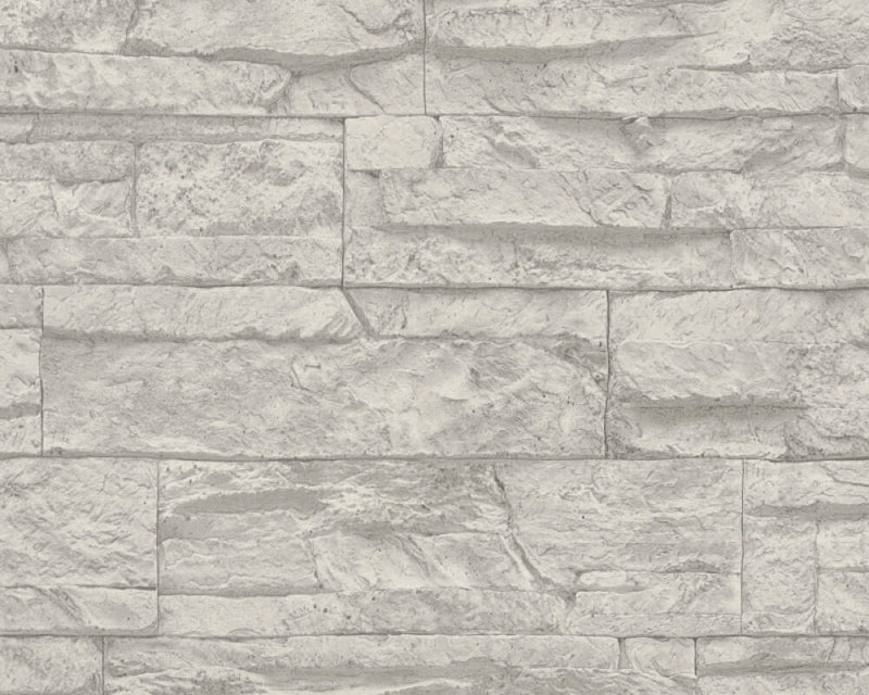 media image for Flat Stone Wallpaper in Grey/White 240