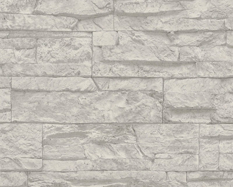 media image for Sample Flat Stone Wallpaper in Grey/White 253