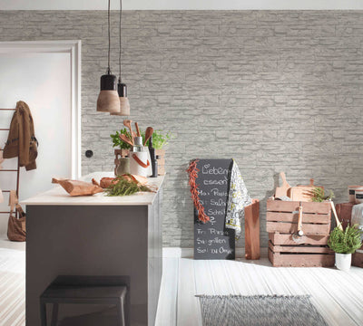 product image for Flat Stone Wallpaper in Grey/White 62