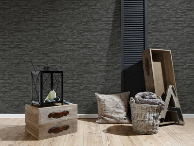 product image for Flat Stone Wallpaper in Black/Grey 66