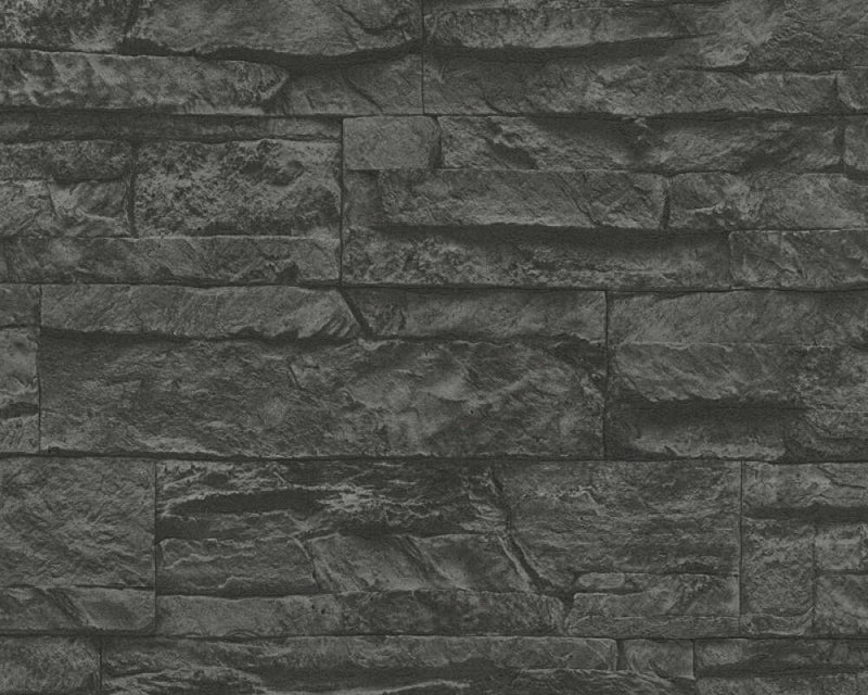 media image for Flat Stone Wallpaper in Black/Grey 290