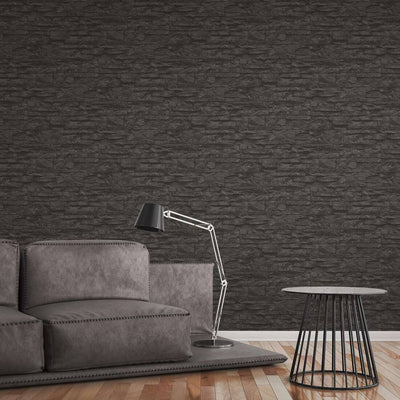 product image for Flat Stone Wallpaper in Black/Grey 45