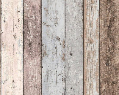 product image for Cottage Wood Planks Wallpaper in Beige/Blue/Brown 26