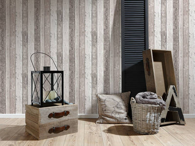 product image for Cottage Wood Planks Wallpaper in Brown/Cream 71