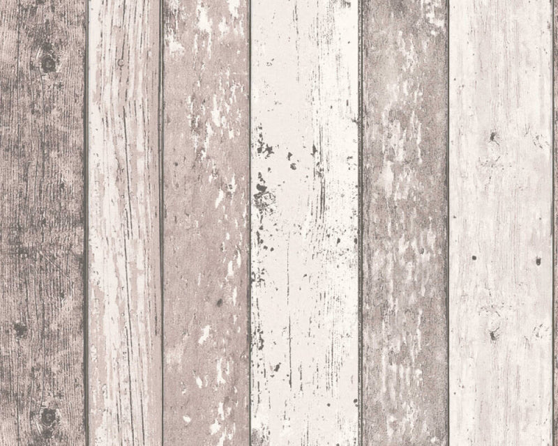 media image for Cottage Wood Planks Wallpaper in Brown/Cream 252