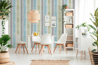 product image for Cottage Wood Planks Wallpaper in Blue/Green/White 33