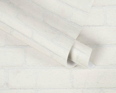 product image for Cottage Brick Wallpaper in White/Metallic 6