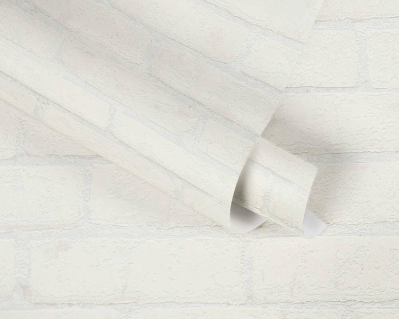 media image for Cottage Brick Wallpaper in White/Metallic 214