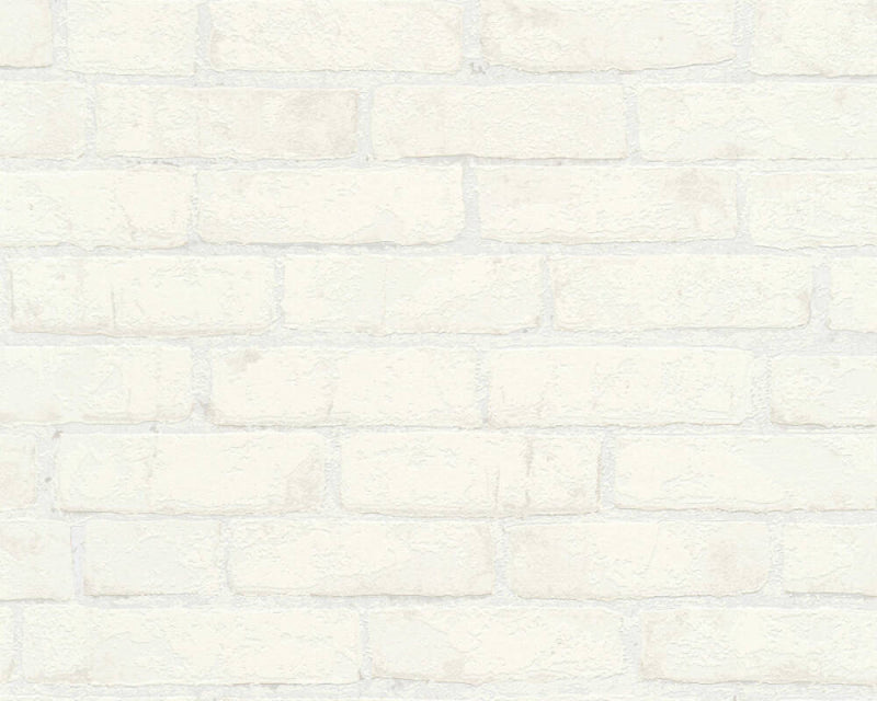 media image for Cottage Brick Wallpaper in White/Metallic 287