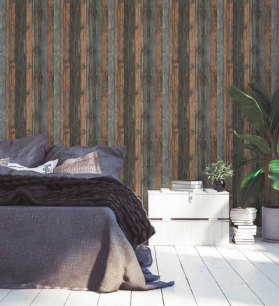 product image for Cottage Wood Panels Wallpaper in Brown/Grey 67