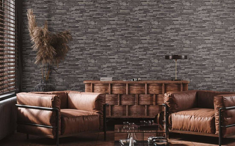 media image for Flat Stone Wallpaper in Dark Grey 271